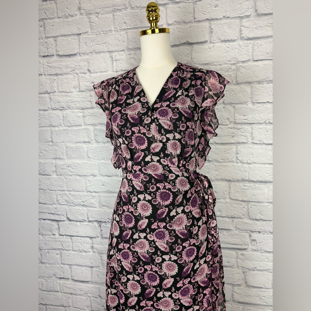 Rebecca Minkoff Flossie Floral Flutter Sleeve Wrap Dress Size XS - Picture 3 of 8